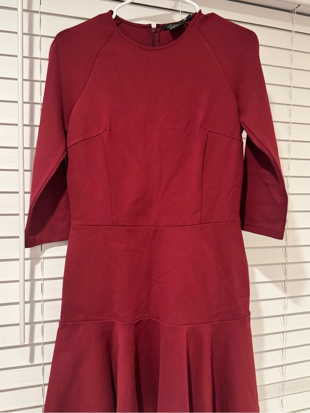 Armani Exchange Women's Burgundy Short-Sleeve Crew Neck Tee